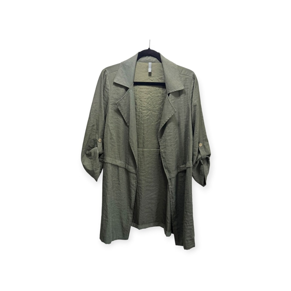 Massini Minimalist Career Light Granola Open Blazer Top Womens 1X Olive Green
